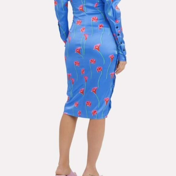 Caroline Constas Pre-fall NY 2019 Collection Dania Lilly Dress in Blue XS $598 - Picture 9 of 12